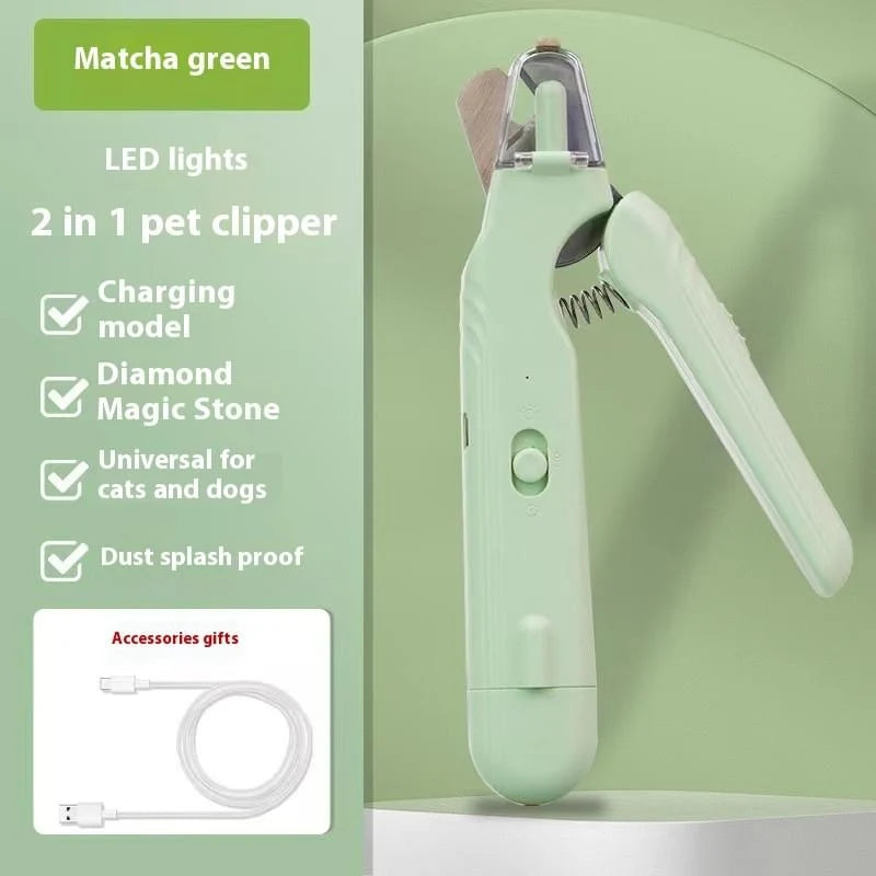 2 in 1 Pet Nail Clippers with Led Light Dog Cat Special Blood Line Scissors Multifunction Animals Paw Nail Trimmer Pet Supplies
