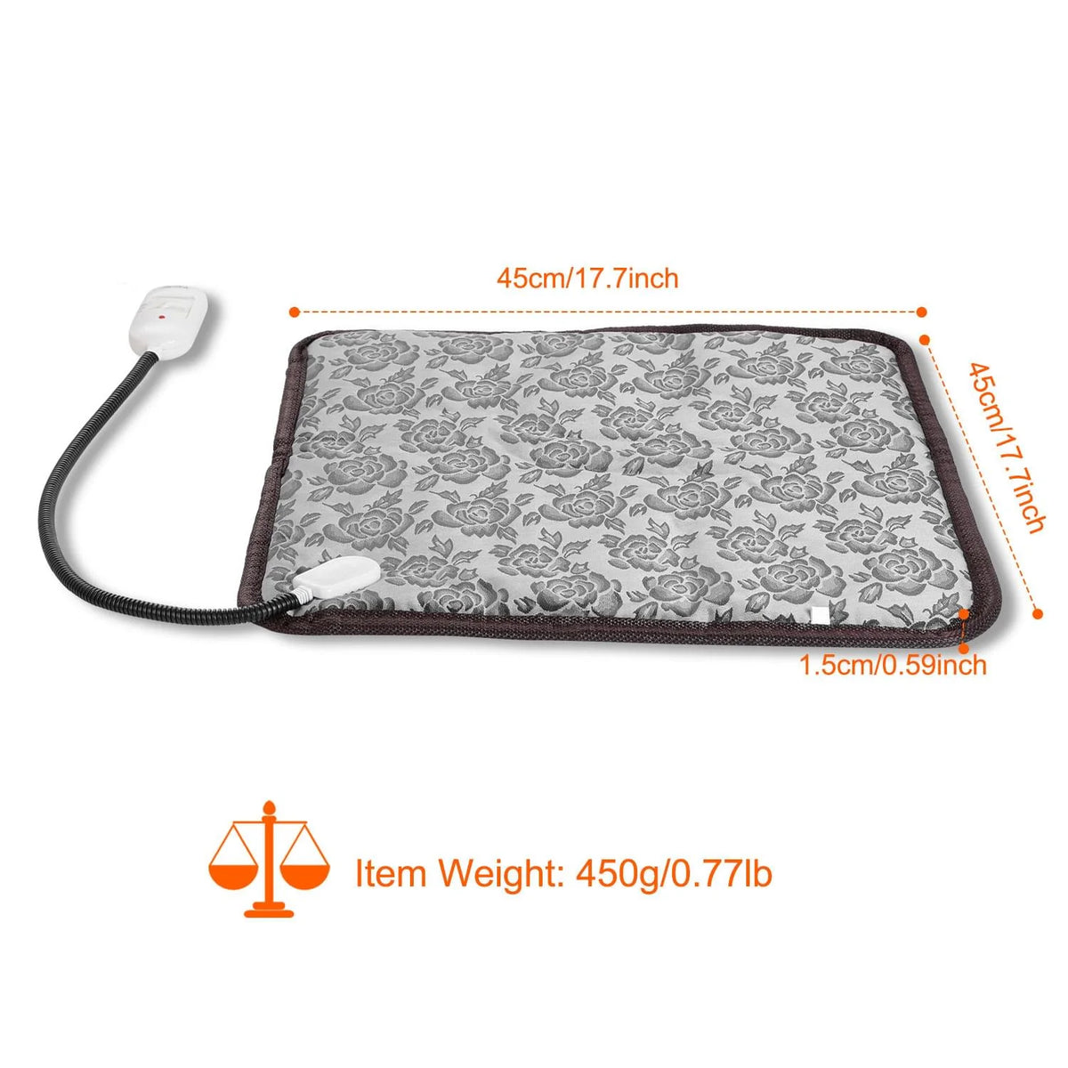 1Pc Pet Heating Pad Dog Cat Electric Heating Mat Waterproof Adjustable Warming Blanket with Chew Resistant Steel Cord Case