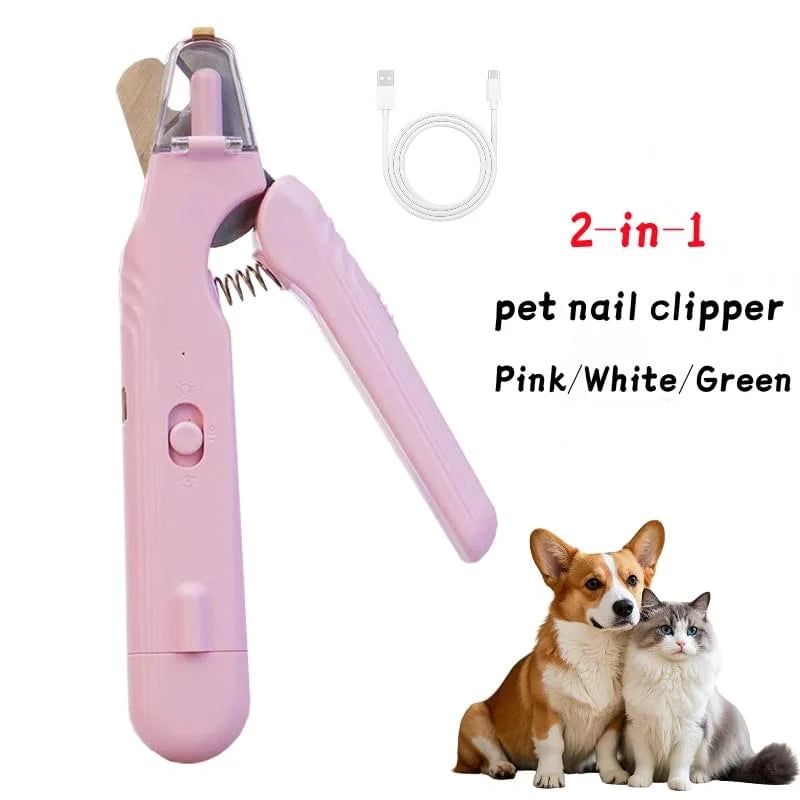 2 in 1 Pet Nail Clippers with Led Light Dog Cat Special Blood Line Scissors Multifunction Animals Paw Nail Trimmer Pet Supplies