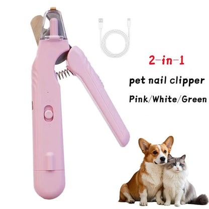 2 in 1 Pet Nail Clippers with Led Light Dog Cat Special Blood Line Scissors Multifunction Animals Paw Nail Trimmer Pet Supplies